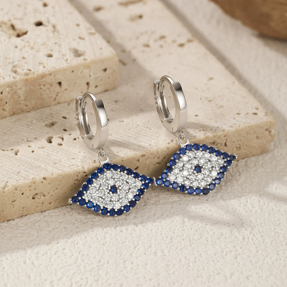 Wholesale S925 Sterling Silver Blue Eye Earrings For Women Electroplated Light Luxury Style