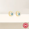 Wholesale S925 Sterling Silver Blue Opal Water Drop Geometric Zircon Earrings With Electroplating