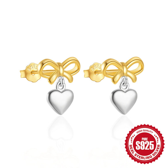Wholesale S925 Sterling Silver Bow Earrings With Geometric Pattern For Women Daily Wear Color Separation All Match Ins Style