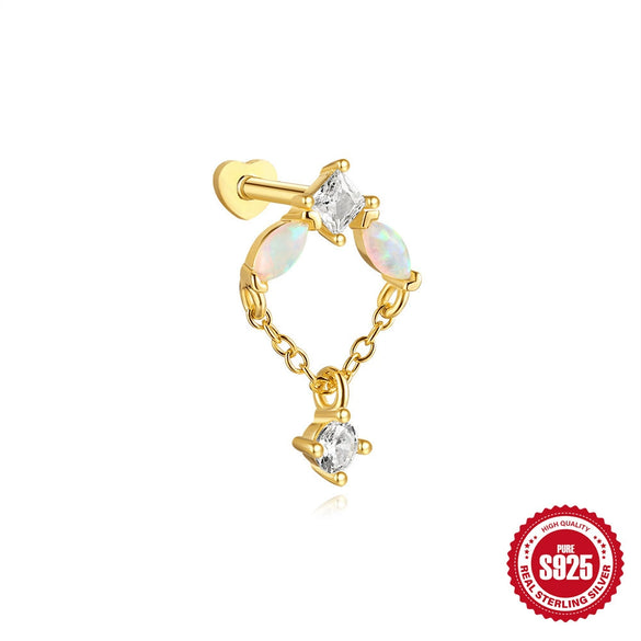 Wholesale S925 Sterling Silver Bow Pattern Microinlaid Zircon Flower Ear Bone Nail Piercing Earrings For Women