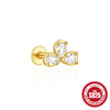 Wholesale S925 Sterling Silver Bow Triangle Geometric Flat Head Piercing Ear Nails Earrings With Environmental Protection Electroplating Unisex Cold Style