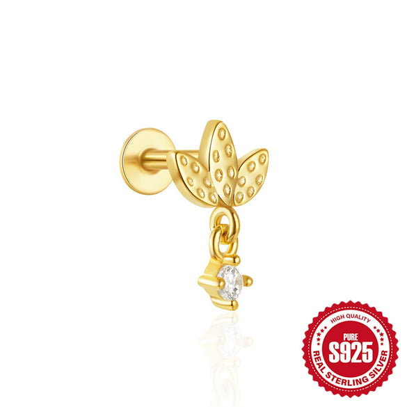 Wholesale S925 Sterling Silver Bow Triangle Geometric Flat Head Piercing Ear Nails Earrings With Environmental Protection Electroplating Unisex Cold Style