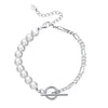 Wholesale S925 Sterling Silver Bracelet With Natural Freshwater Pearls Geometric Design Electroplating For Women