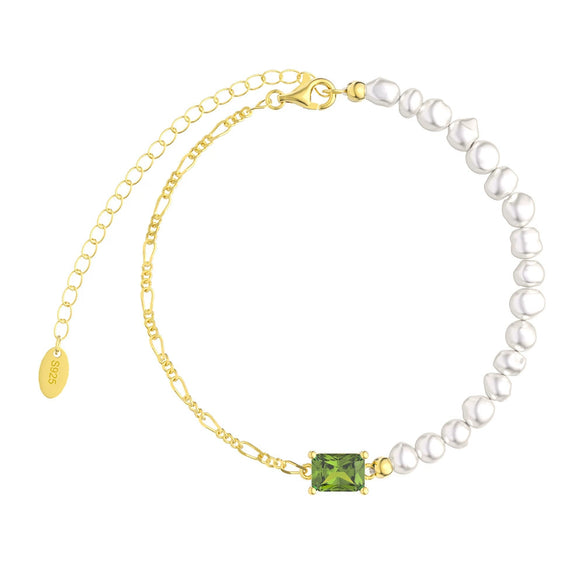 Wholesale S925 Sterling Silver Bracelet With Natural Freshwater Pearls Geometric Design Electroplating For Women