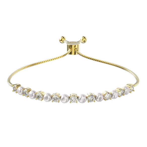 Wholesale S925 Sterling Silver Bracelet With Natural Freshwater Pearls Geometric Design Electroplating For Women