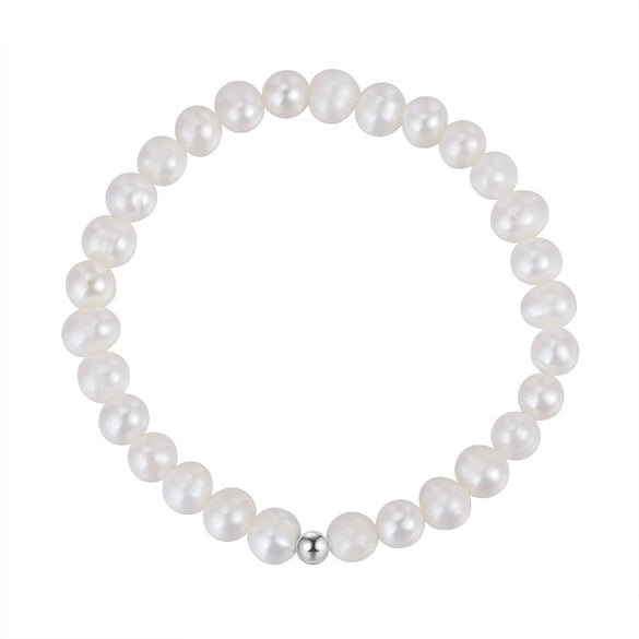 Wholesale S925 Sterling Silver Bracelet With Natural Freshwater Pearls Geometric Design Electroplating For Women
