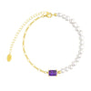 Wholesale S925 Sterling Silver Bracelet With Natural Freshwater Pearls Geometric Design Electroplating For Women