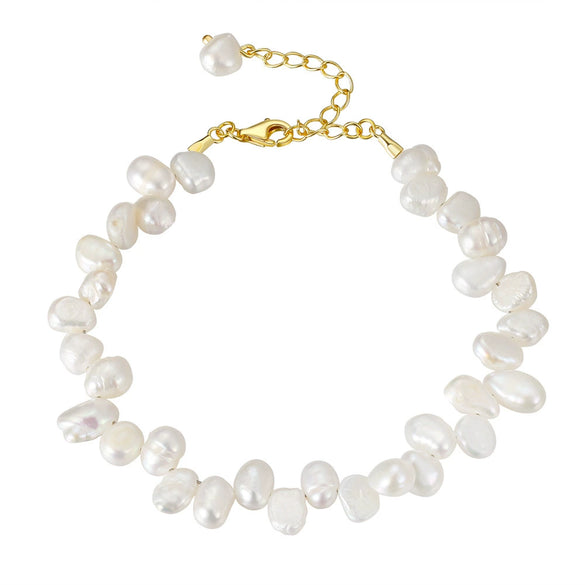 Wholesale S925 Sterling Silver Bracelet With Natural Freshwater Pearls Geometric Design Electroplating For Women