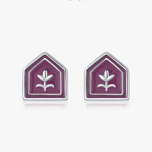 Wholesale S925 Sterling Silver British Vintage Geometric Tulip Enamel Badge Earrings For Women