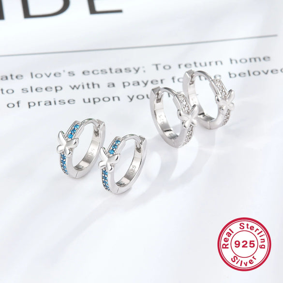 Wholesale S925 Sterling Silver Butterfly Diamond Earrings Minimalist Style