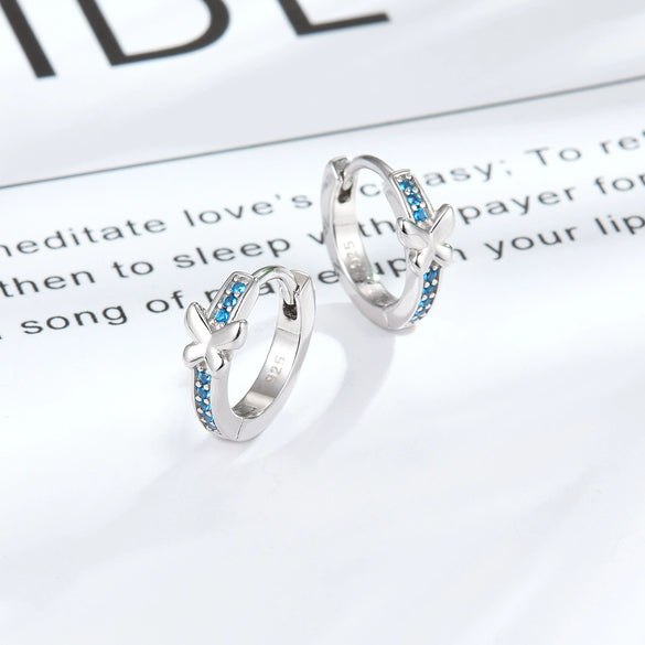 Wholesale S925 Sterling Silver Butterfly Diamond Earrings Minimalist Style