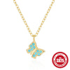 Wholesale S925 Sterling Silver Butterfly Double Peach Heart Water Drop Ball Turquoise Clavicle Necklace For Women With Inlaid Zircon In Geometric Design