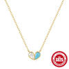 Wholesale S925 Sterling Silver Butterfly Double Peach Heart Water Drop Ball Turquoise Clavicle Necklace For Women With Inlaid Zircon In Geometric Design