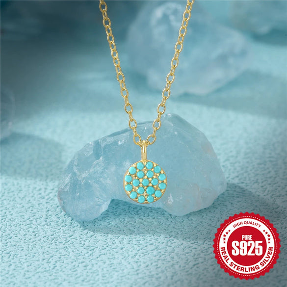 Wholesale S925 Sterling Silver Butterfly Double Peach Heart Water Drop Ball Turquoise Clavicle Necklace For Women With Inlaid Zircon In Geometric Design
