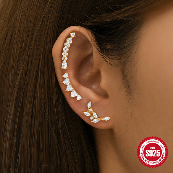 Wholesale S925 Sterling Silver Butterfly Ear Bone Nail Earrings With Hollow Design And Geometric Pattern Unisex Environmental Protection Electroplating