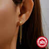 Wholesale S925 Sterling Silver Butterfly Geometric Tassel Chain Letter Earrings With Opal Diamond Embedded And Electroplating Treatment