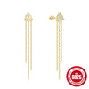 Wholesale S925 Sterling Silver Butterfly Geometric Tassel Chain Letter Earrings With Opal Diamond Embedded And Electroplating Treatment