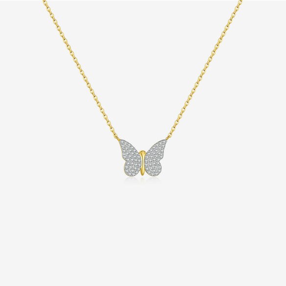 Wholesale S925 Sterling Silver Butterfly Pendant Necklace For Women With Full Diamond High End Delicate Design Platinum Or 18K Gold Electroplated