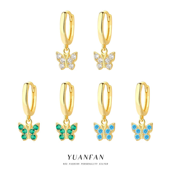 Wholesale S925 Sterling Silver Butterfly Zircon Geometric Women's Earrings