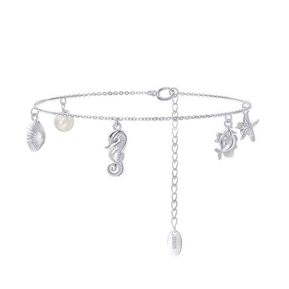 Wholesale S925 Sterling Silver Cartoon Marine Animal Sea Fish Bracelet 14K Gold Plated