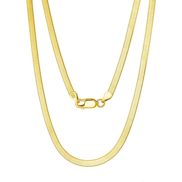 Wholesale S925 Sterling Silver Chain Blade Flat Snake Clavicle Chain Electroplated
