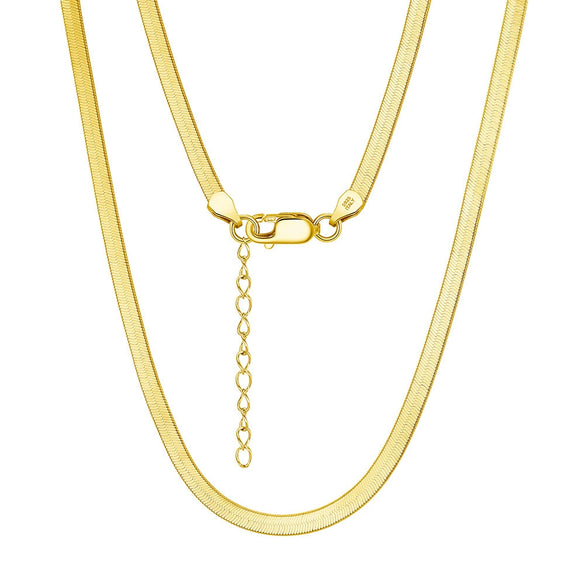 Wholesale S925 Sterling Silver Chain Blade Flat Snake Clavicle Chain Electroplated