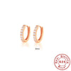 Wholesale S925 Sterling Silver Circle Earrings Set With Diamonds And Turquoise Electroplated With 18K Gold Simple Geometric Style For Women