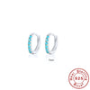 Wholesale S925 Sterling Silver Circle Earrings Set With Diamonds And Turquoise Electroplated With 18K Gold Simple Geometric Style For Women