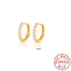 Wholesale S925 Sterling Silver Circle Earrings Set With Diamonds And Turquoise Electroplated With 18K Gold Simple Geometric Style For Women