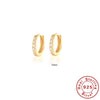 Wholesale S925 Sterling Silver Circle Earrings Set With Diamonds And Turquoise Electroplated With 18K Gold Simple Geometric Style For Women