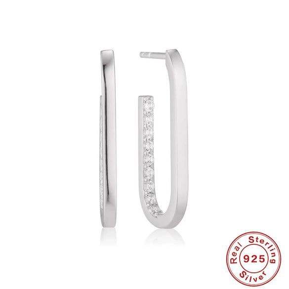 Wholesale S925 Sterling Silver Circle U Shaped Geometric Exaggerated Women's Earrings With Zircon
