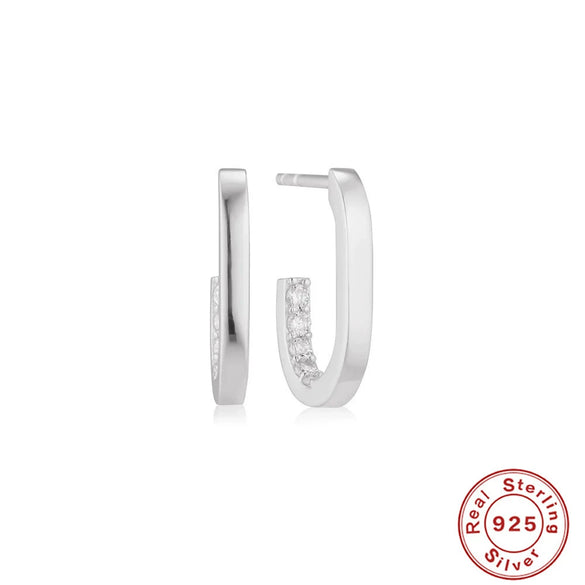 Wholesale S925 Sterling Silver Circle U Shaped Geometric Exaggerated Women's Earrings With Zircon