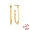Wholesale S925 Sterling Silver Circle U Shaped Geometric Exaggerated Women's Earrings With Zircon