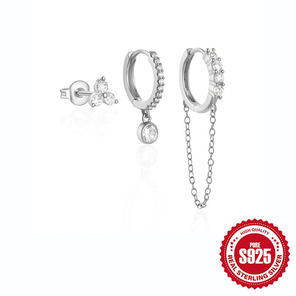 Wholesale S925 Sterling Silver Classic Elegant Geometric Earrings With Electroplating For Women