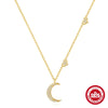 Wholesale S925 Sterling Silver Classic Geometric Moon And Fivepointed Star Clavicle Chain With Electroplating For Women
