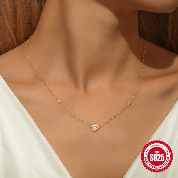 Wholesale S925 Sterling Silver Classic Love Geometric Pattern Electroplated All Match Necklace For Women
