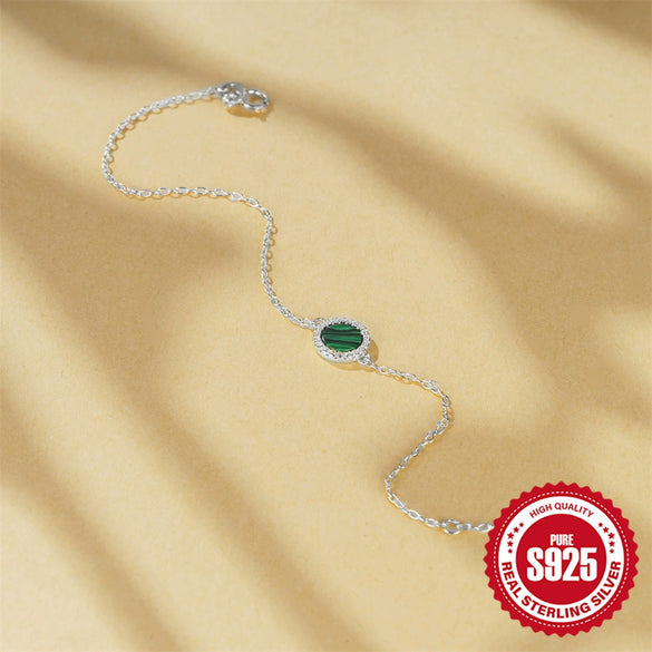 Wholesale S925 Sterling Silver Classic Round Peacock Diamond All Match Women's Bracelet With Electroplating And Real Gold Plating Geometric Style