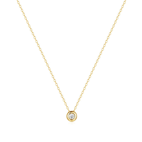 Wholesale S925 Sterling Silver Classic Single Round Diamond Collarbone Necklace For Women With Geometric Design And Electroplating Treatment