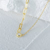 Wholesale S925 Sterling Silver Classic Single Round Zircon Asymmetric Clavicle Necklace With Geometric Design And Electroplating For Women
