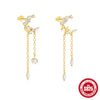 Wholesale S925 Sterling Silver Classic Star And Moon Tassel Geometric Earrings For Women With Electroplating