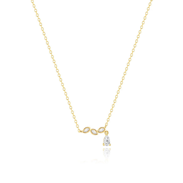 Wholesale S925 Sterling Silver Classic Water Drop Geometric Horse Eye Diamond Necklace For Women With Electroplating O Word Chain