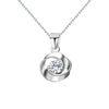 Wholesale S925 Sterling Silver Clavicle Chain With Flower Patterned Pendant And Electroplating Treatment For Female