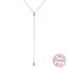 Wholesale S925 Sterling Silver Colored Diamond Yshaped Collarbone Necklace With Geometric Pattern And Electroplating Treatment For Women