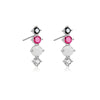 Wholesale S925 Sterling Silver Colored Stone Pearl Earrings With Elegant Simple Niche Design And Geometric Style And Electroplating Process