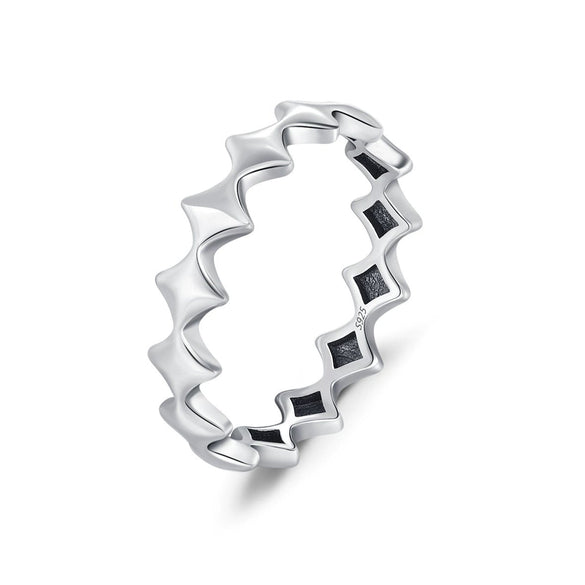 Wholesale S925 Sterling Silver Cool Retro Old Star Chain Buckle Ring For Women Distressed