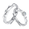 Wholesale S925 Sterling Silver Couple Ring With Wave And Rhombus Pattern Diamond Design Light Luxury Style