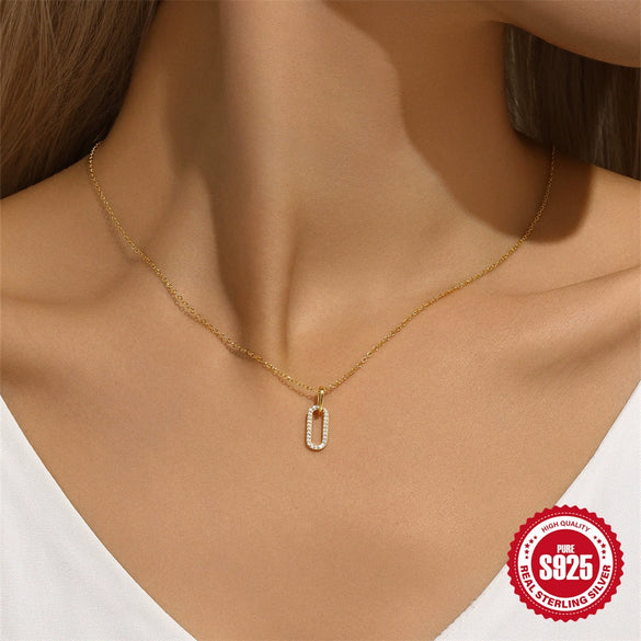 Wholesale S925 Sterling Silver Creative Double Ring Joker Geometric Diamondencrusted Electroplated Ochain Clavicle Necklace For Women