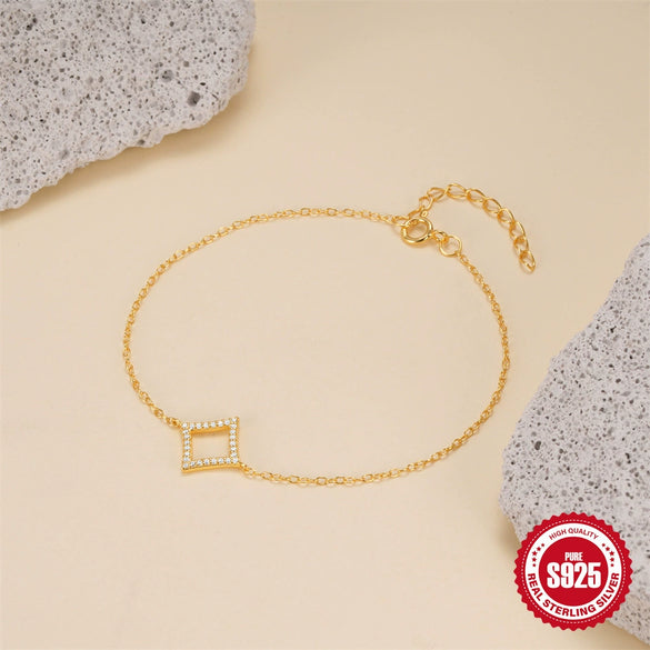 Wholesale S925 Sterling Silver Creative Geometric Diamond Bracelet For Women With Electroplating Treatment Popular And Elegant Hand Jewelry