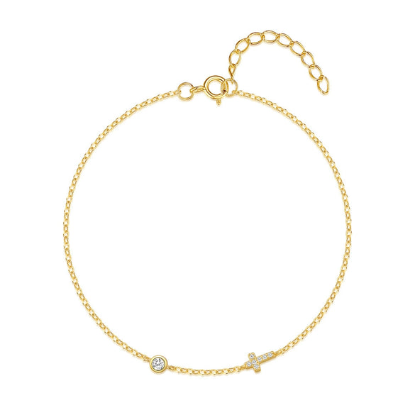 Wholesale S925 Sterling Silver Cross Diamondencrusted Geometric Classic Fashion Electroplated Bracelet For Women