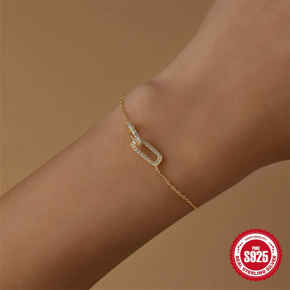 Wholesale S925 Sterling Silver Cross Double Buckle Single Row Diamond O Chain Necklace And Bracelet Jewelry Suit With Electroplating For Unisex